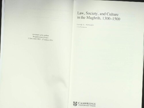 Law, Society, and Culture in the Maghrib, 1300-1500