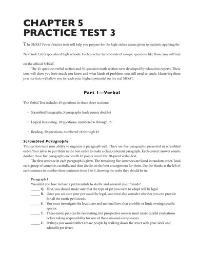 SHSAT: Power Practice