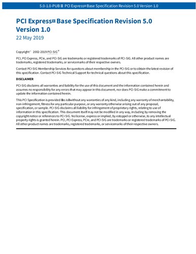 PCI Express Base Specification, Revision 5.0, Version 1.0