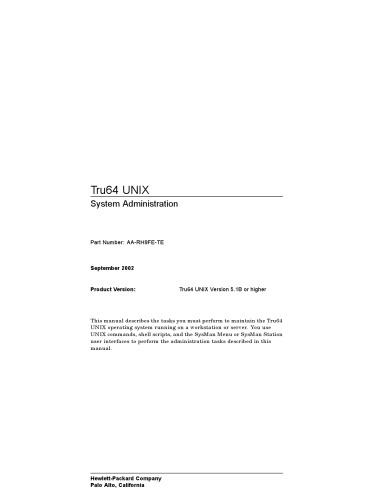 Tru64 UNIX. System Administration