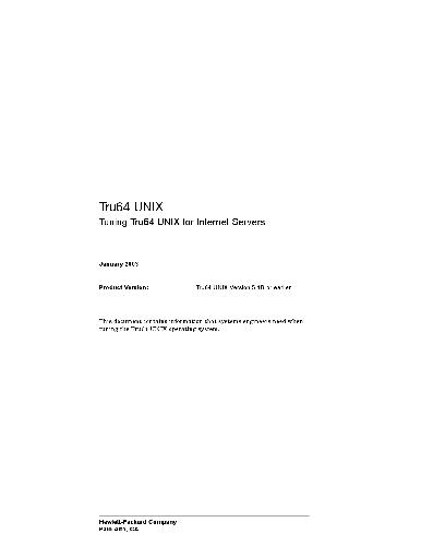 Tru64 UNIX. Tuning Tru64 UNIX for Internet Servers