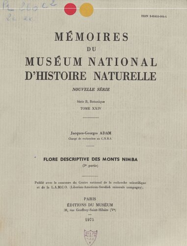 Flore descriptive des monts Nimba 3.