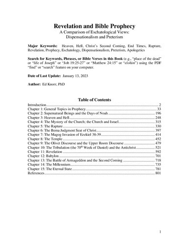 Revelation and Bible Prophecy : A Comparison of Eschatological Views