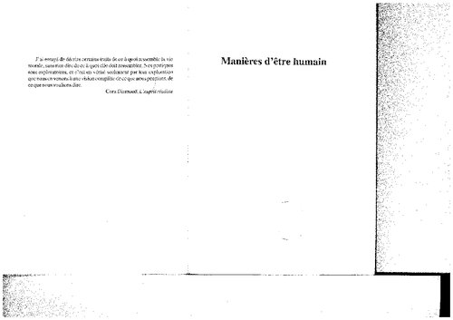 Manières d'être humain Une autre philosophie morale