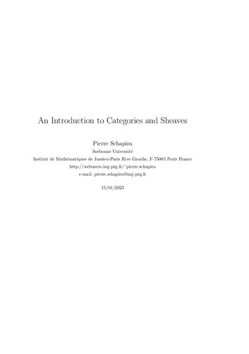 An Introduction to Categories and Sheaves