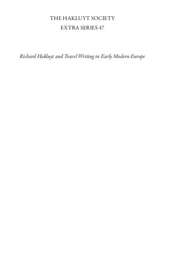Richard Hakluyt and Travel Writing in Early Modern Europe