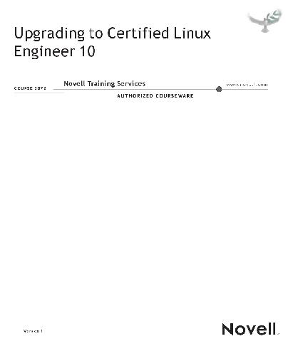 Upgrading to Certified Linux. Engineer 10