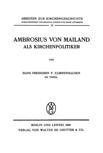 Ambrosius von Mailand als Kirchenpolitiker