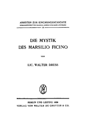 Die Mystik des Marsilio Ficino
