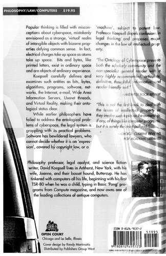 The Ontology of Cyberspace: Philosophy, Law, and the Future of Intellectual Property