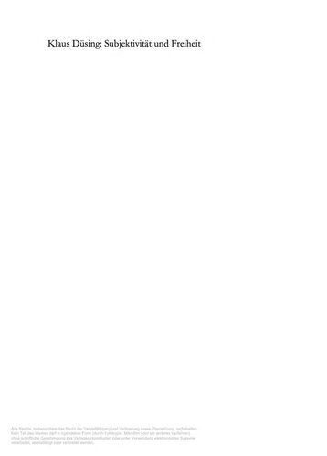 Subjektivität und Freiheit