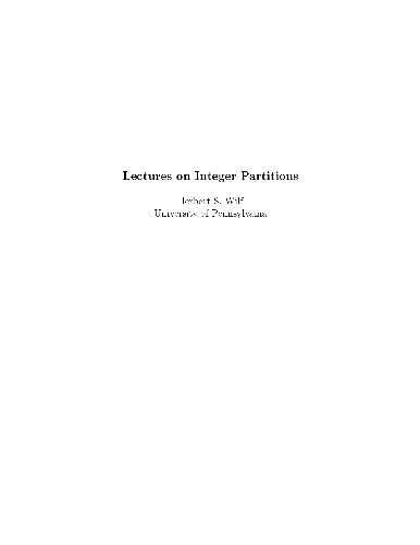 Lectures on integer partitions