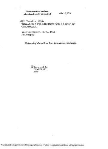 Towards A Foundation for A Logic of Grammars