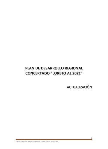 Plan de Desarrollo Regional Concertado del departamento Loreto al 2021 (Perú)