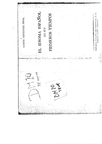 El idioma español en sus primeros tiempos [incompleto]