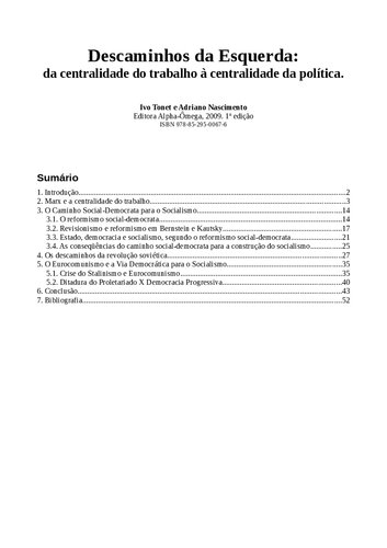 Descaminhos da Esquerda: da centralidade do trabalho à centralidade da política