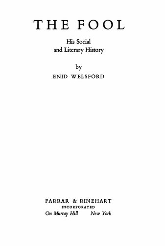 The Fool: His Social And Literary History