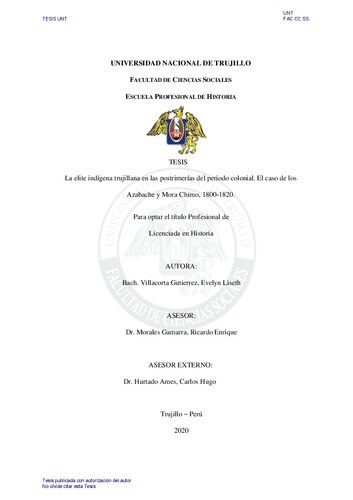 La elite indígena trujillana en las postrimerías del periodo colonial. El caso de los Azabache y Mora Chimo, 1800-1820