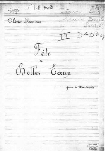 Fête des belles eaux, manuscript