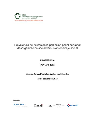 Prevalencia de delitos en la población penal peruana: desorganización social versus aprendizaje social