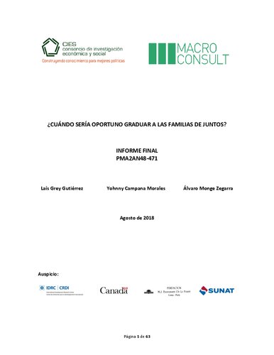 ¿Cuándo sería oportuno graduar a las familias de Juntos?