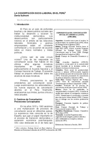 La concertación socio-laboral en el Perú