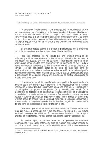 Proletariado y ciencia social