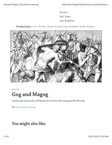 Gog Magog According to Jewish Concept