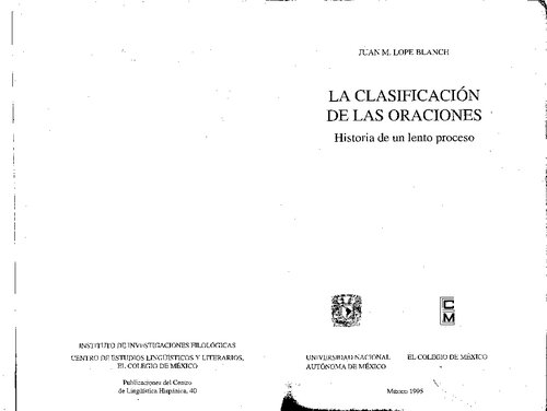 La clasificación de las oraciones. Historia de un lento proceso
