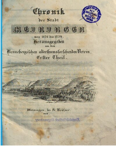 Chronik der Stadt Meinungen von 1676 bis 1834