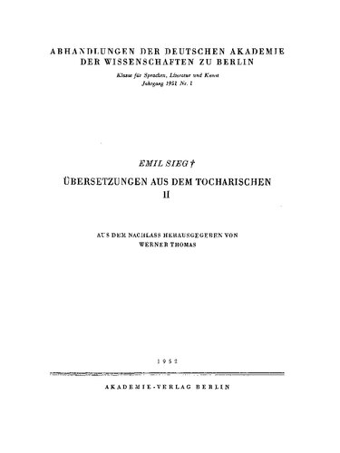 Übersetzungen aus dem Tocharischen II