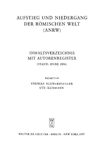 Inhaltsverzeichnis mit Autorenregister: (Stand: Ende 1996)