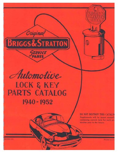 Briggs & Stratton Automotive Lock and Key Parts Catalog 1940-1952