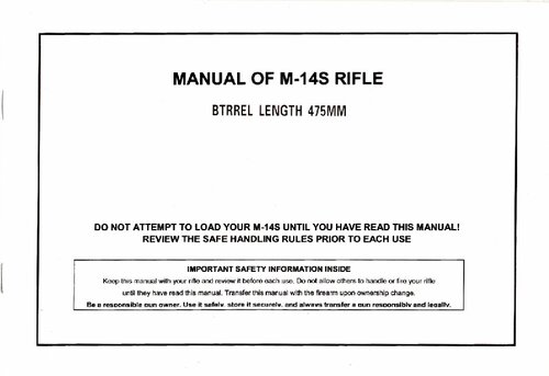 M-14S Rifle User Manual
