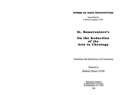 St. Bonaventure's on Reduction of Arts to Theology