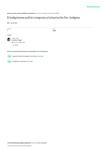 El indigenismo político temprano en el Perú y la Asociación Pro-Indígena