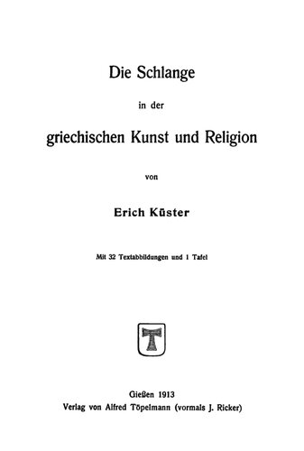 Die Schlange in der griechischen Kunst und Religion