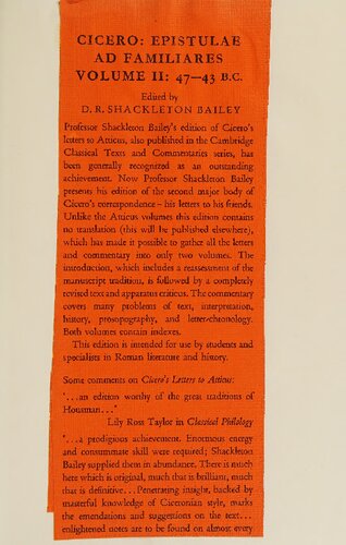Cicero: Epistulae ad Familiares: Volume 1, 62–47 B.C.