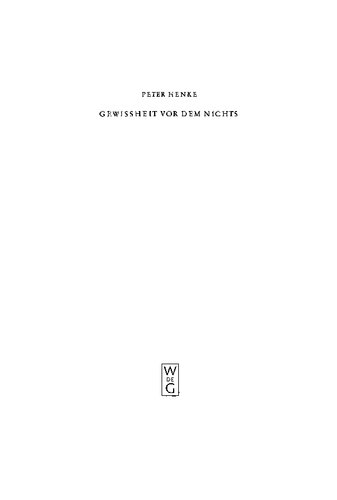 Gewissheit vor dem Nichts: Eine Antithese zu den theologischen Entwürfen Wolfhart Pannenbergs und Jürgen Moltmanns