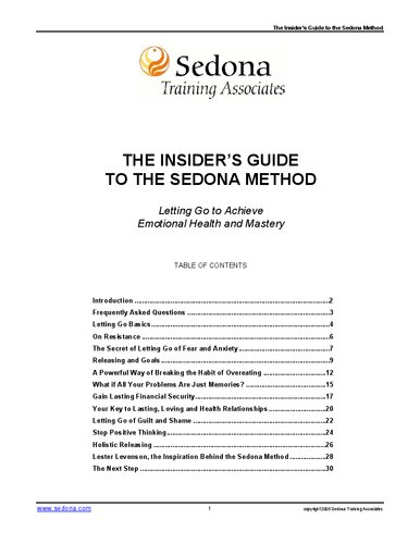 Sedona Method - The insider's guide to sedona method by Lester Levenson