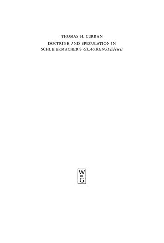 Doctrine and Speculation in Schleiermacher's 