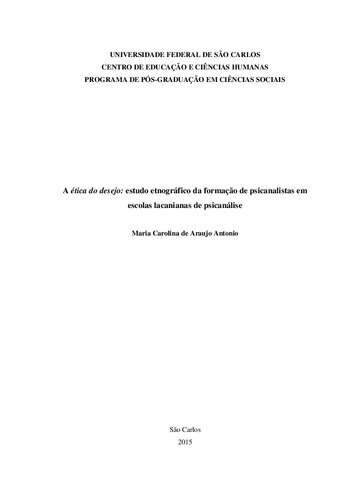 A ética do desejo estudo etnográfico da formação de psicanalistas em escolas lacanianas de psicanálise