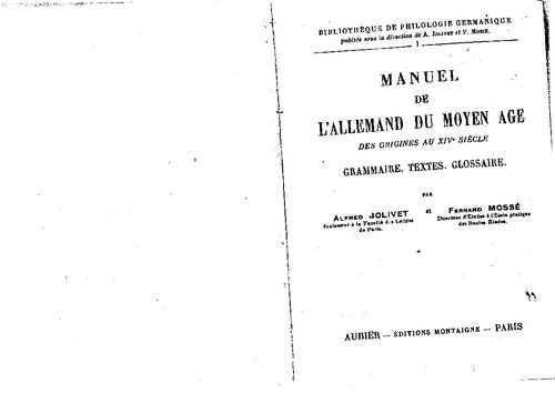 Manuel de l’Allemand Du Moyen Age