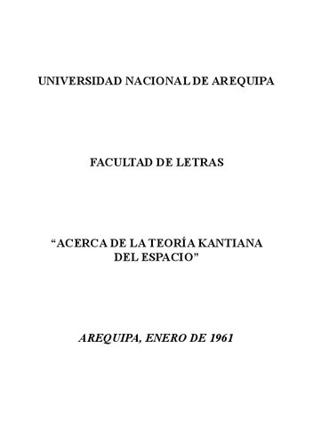 Acerca de la teoría kantiana del espacio