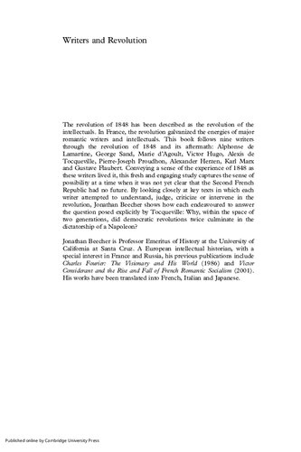 Writers and Revolution: Intellectuals and the French Revolution of 1848