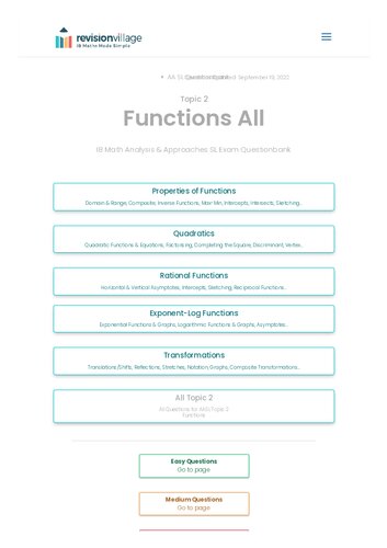 Revision village Math AA SL - Functions - Hard Difficulty Questionbank