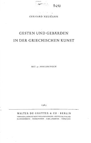 Gesten und Gebärden in der griechischen Kunst