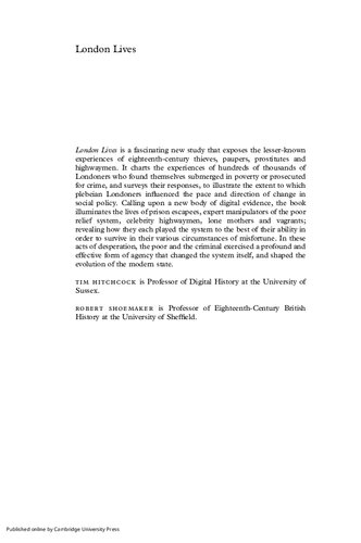 London Lives: Poverty, Crime and the Making of a Modern City, 1690–1800