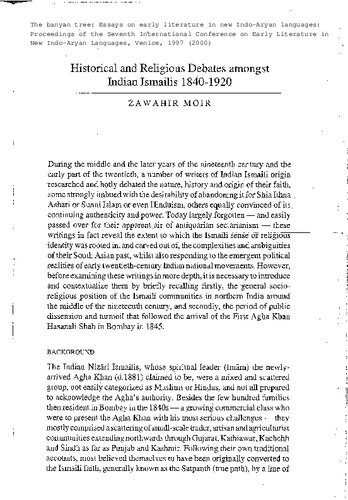 Historical and Religious Debates amongst Indian Ismailis 1840-1920