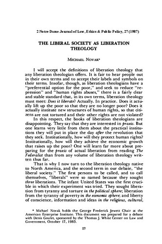 Liberal Society as Liberation Theology